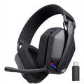 Studio portrait of the EKSA G19BT wireless gaming headset in classic black with USB transmitter