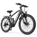 Aairsk GT900 full suspension electric mountain bike in space black with a 26 inch frame, integrated frame battery, central rear shock absorber, front suspension fork, mechanical disc brakes, and premium Kenda tires
