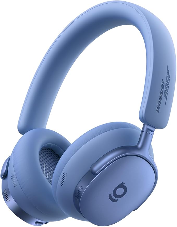 Baseus Inspire XH1 Wireless ANC Headphones in Twilight Blue featuring cushioned over-ear cups, a padded headband, and built-in controls on a plain white background.
