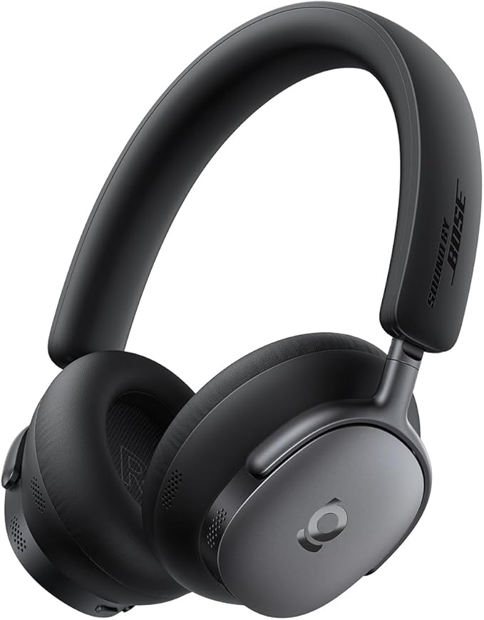 Baseus Inspire XH1 Wireless ANC Headphones in Cosmic Black featuring cushioned over-ear cups, a padded headband, and built-in controls on a plain white background.