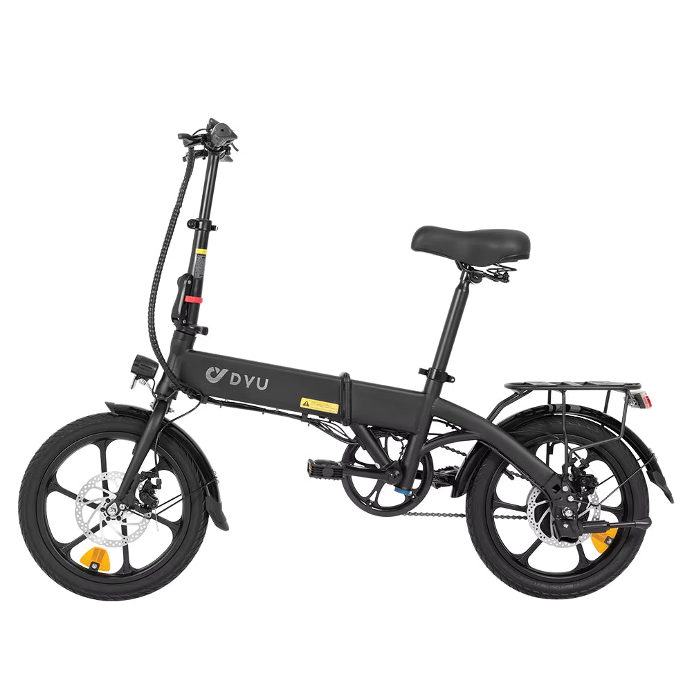 Black folding DYU A1F Pro Folding E-Bike  electric bike with 'DYU' branding on a white background