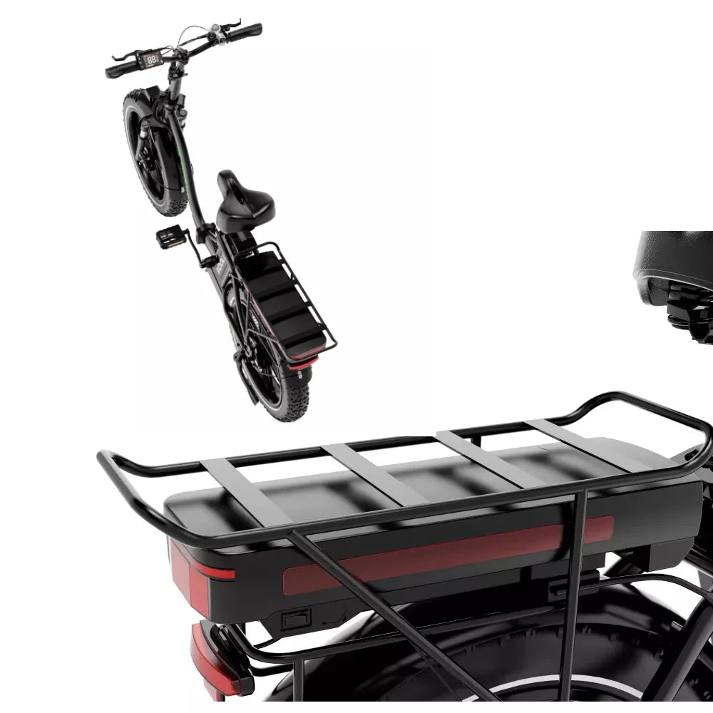 Black KOOLUX BK6S PRO electric bike with a large black luggage rack on a white background