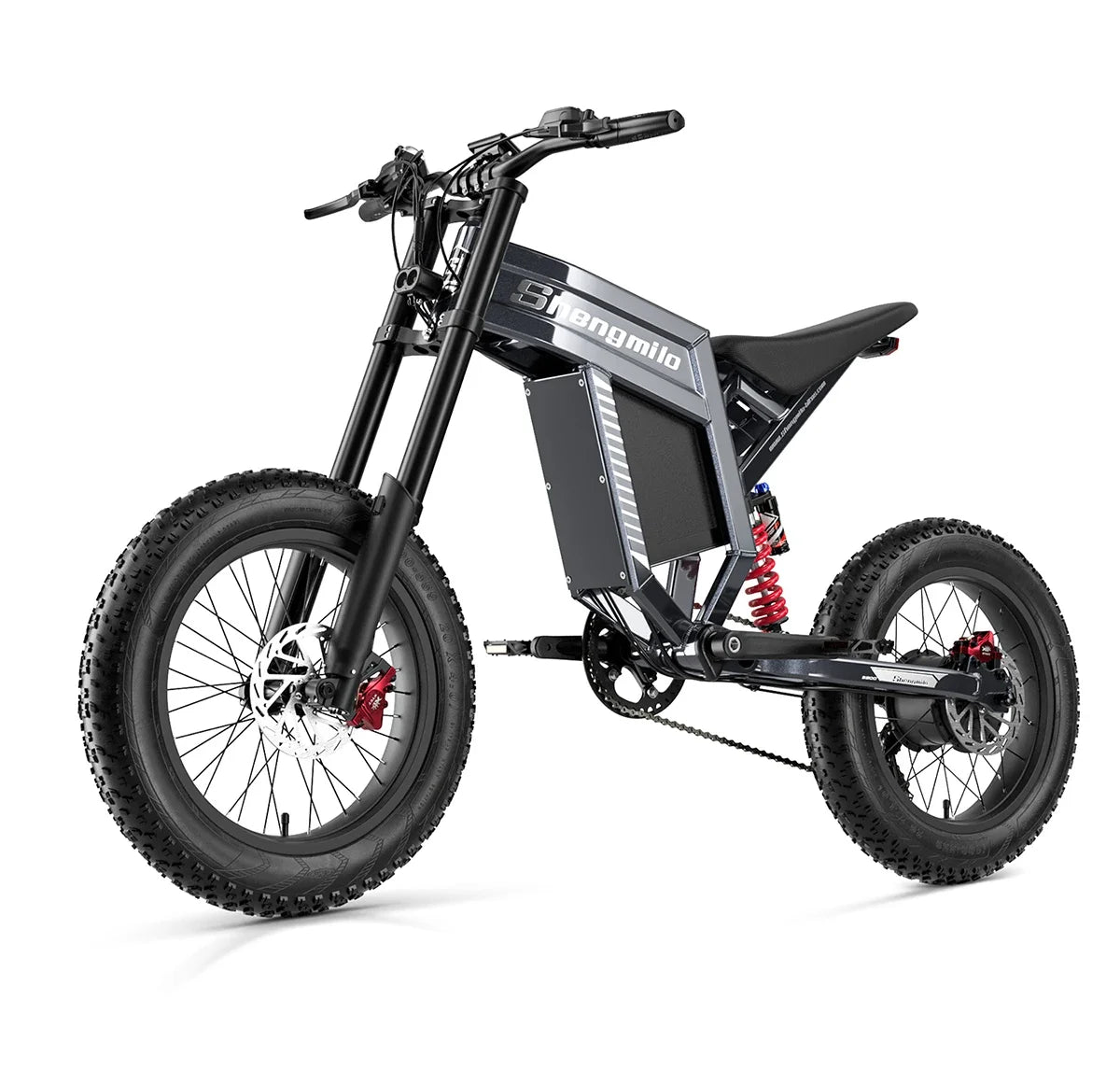 Black Electric Mountain Bike  with visible branding on a white background