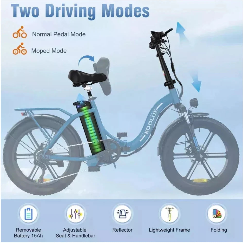  KOOLUX BK6S PRO Electric bike with features highlighted on a blue background
