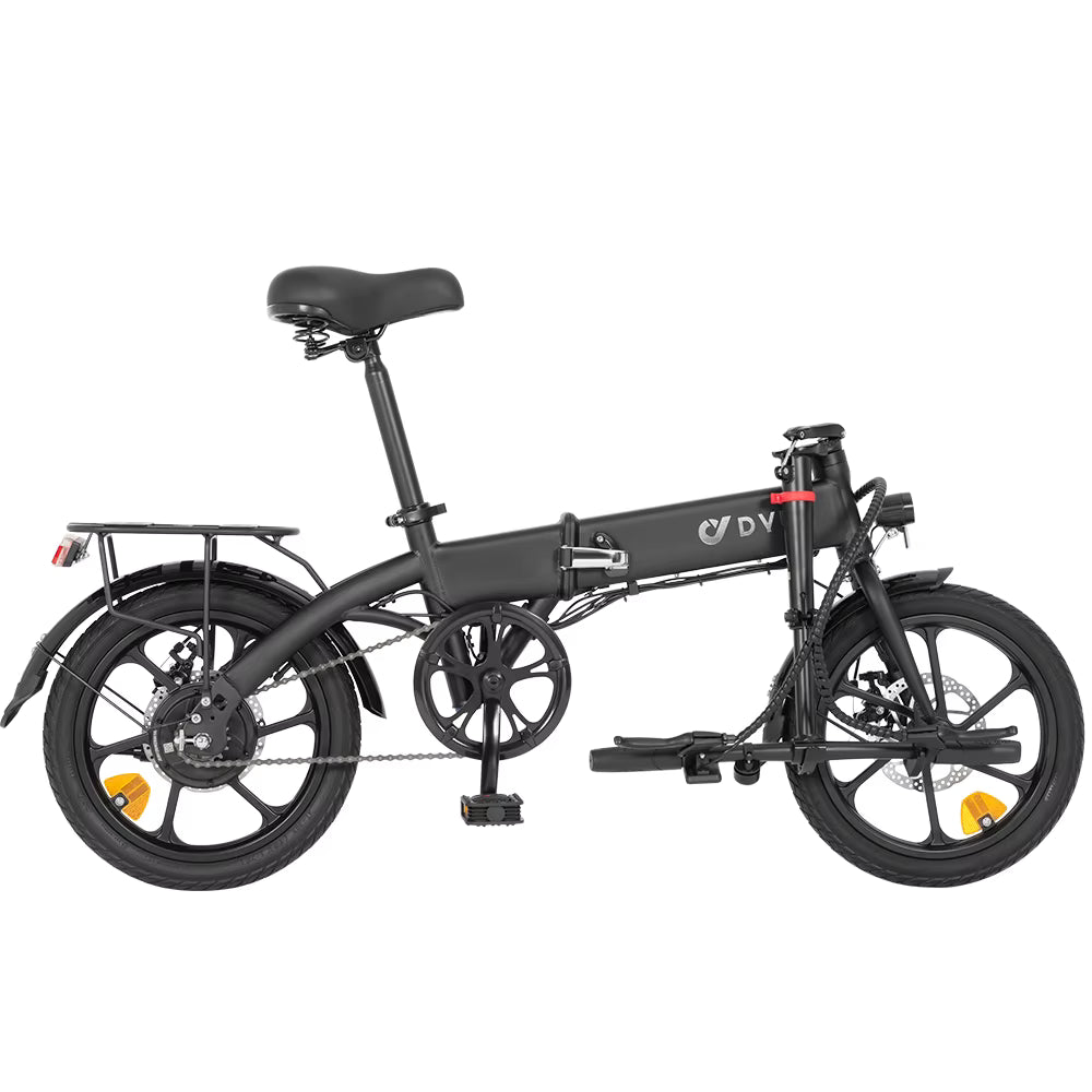 Black folding DYU A1F Pro Folding E-Bike Electric bicycle on a white background