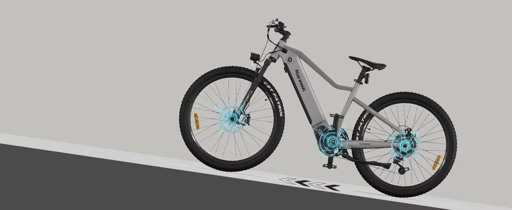 Electric bicycle on a gray background