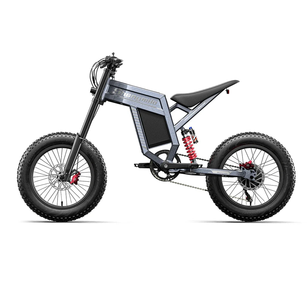 Electric electric mountain bike with fat tires on a white background