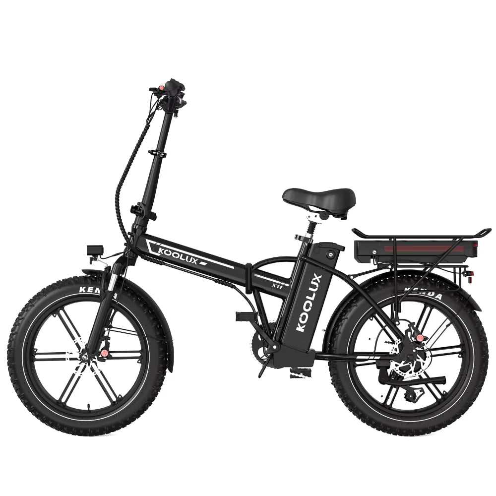 Black KOOLUX X11S electric bike with Koolux branding on a white background