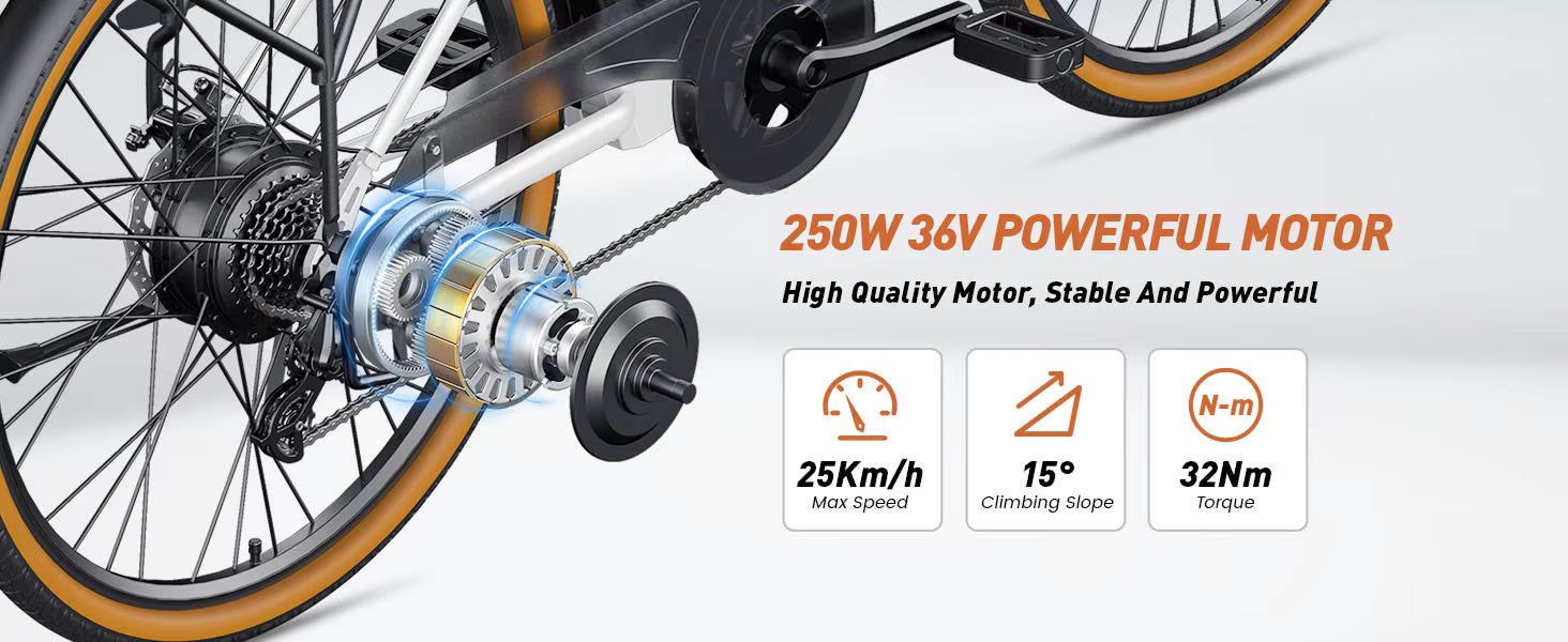 White DYU C6 Pro E-Bike Bicycle with a powerful motor system on a white background