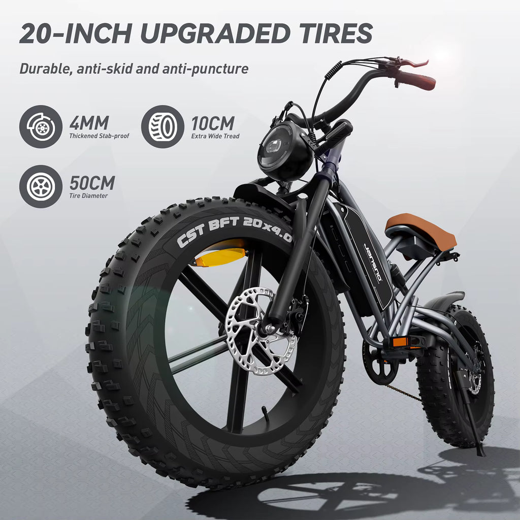 JANSNO X50 Electric bike with 20-inch upgraded tires on a gray background