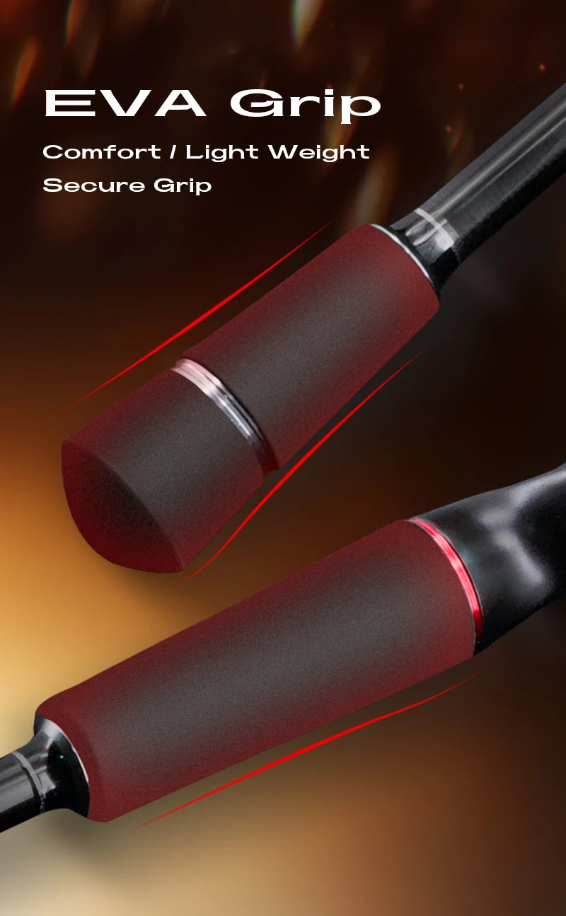 EVA grip with red and black design on a dark background