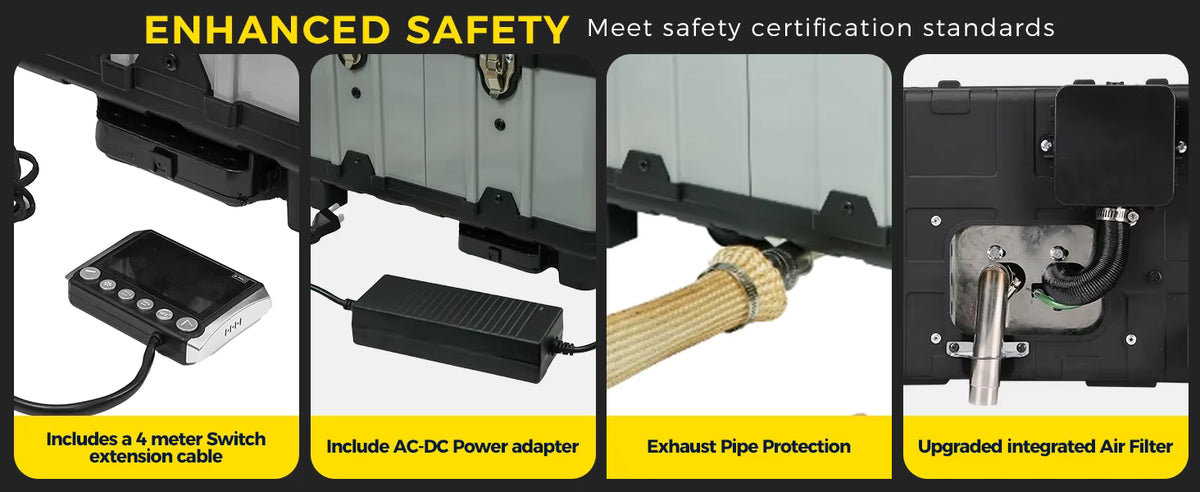Sunster 8KW Diesel Air Heater enhanced safety features including overheat and flame-out protection
