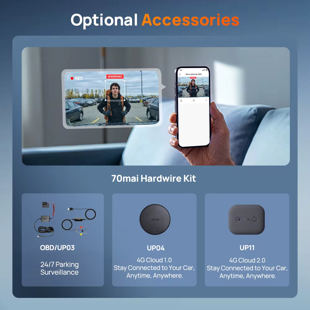 70mai A900 Optional Hardware Kit and Hardwire Accessories