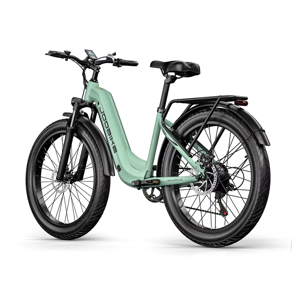Mint green JOOBIKE JOO1 electric bike on a white background