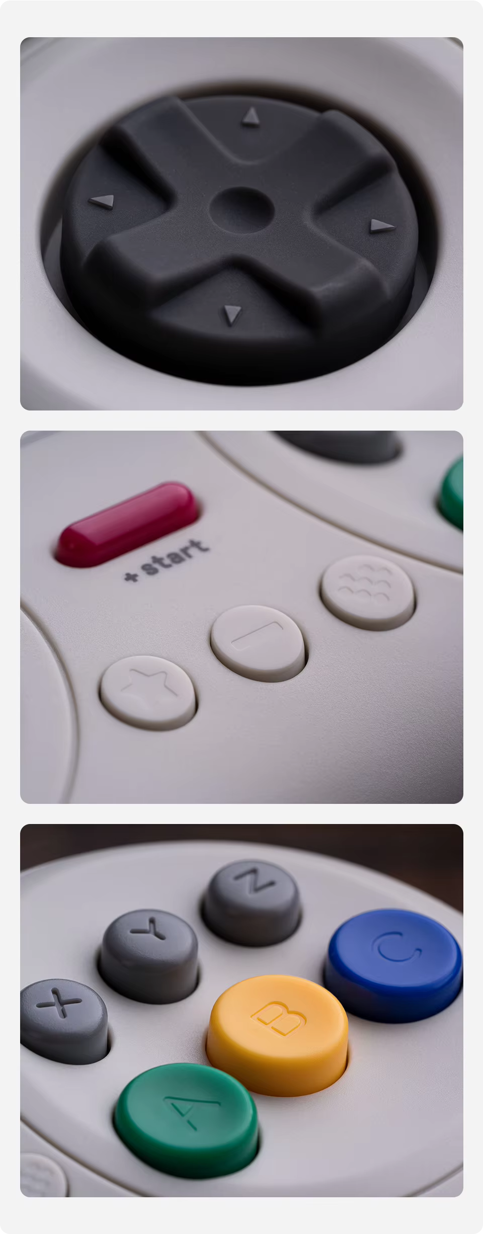 8BitDo M30 Bluetooth Controller Retro Grey D-Pad and Button Detail