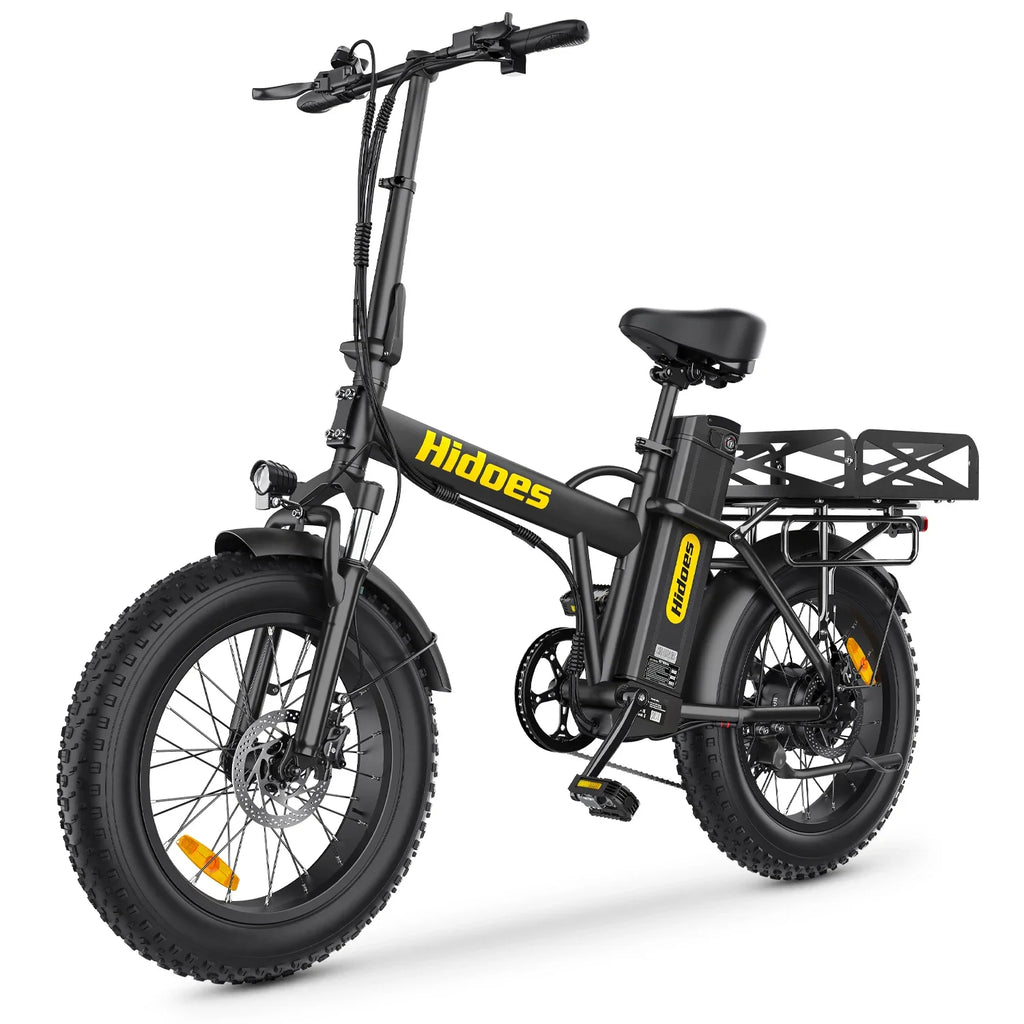 Hidoes HD-F3PRO Black electric bike with yellow branding on a white background