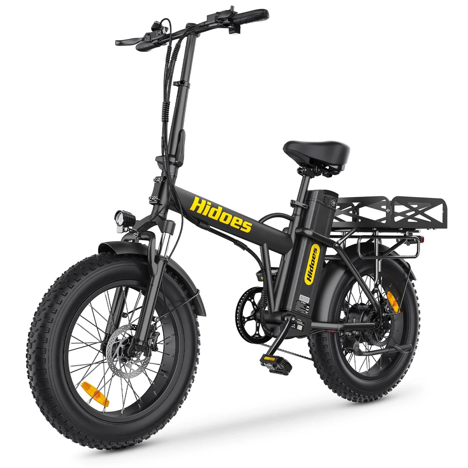 Hidoes HD-F3PRO Black electric bike with yellow branding on a white background