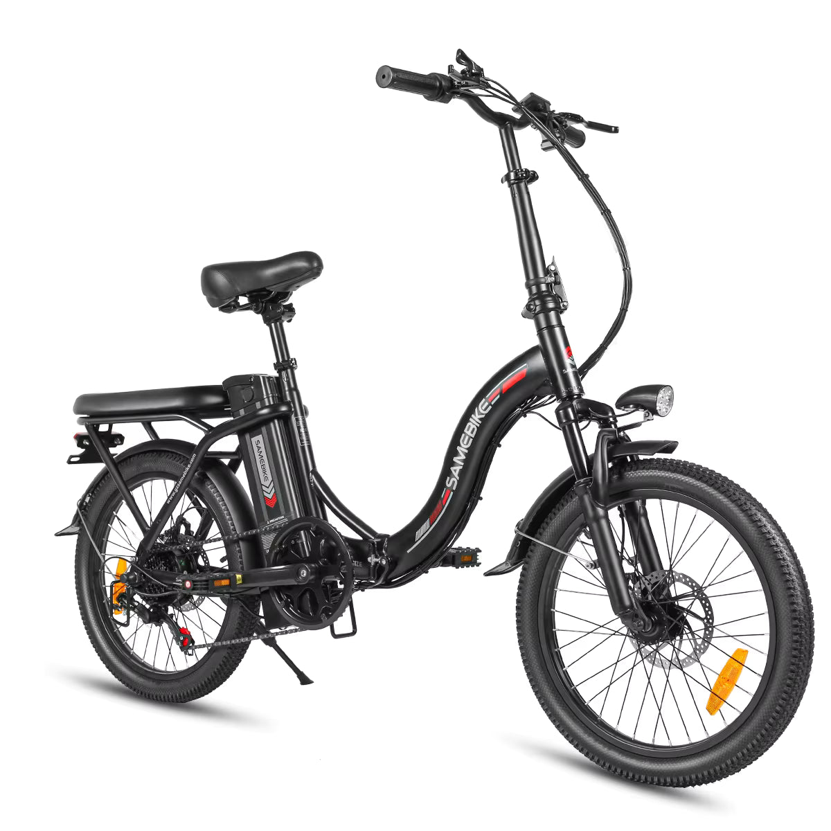 Black SAMEBIKE CY20 electric bike on a white background