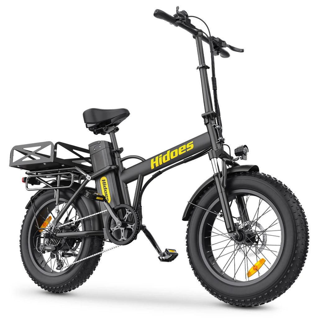 Hidoes HD-F3PRO Black electric bike with yellow branding on a white background