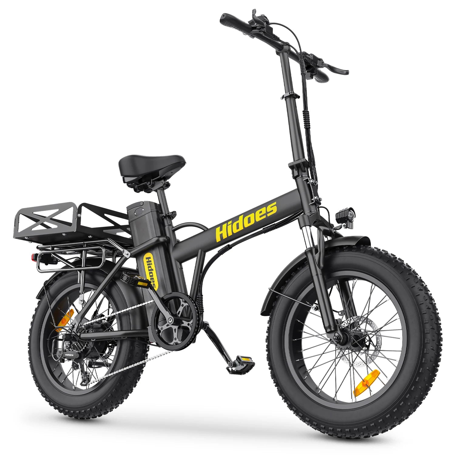 Hidoes HD-F3PRO Black electric bike with yellow branding on a white background