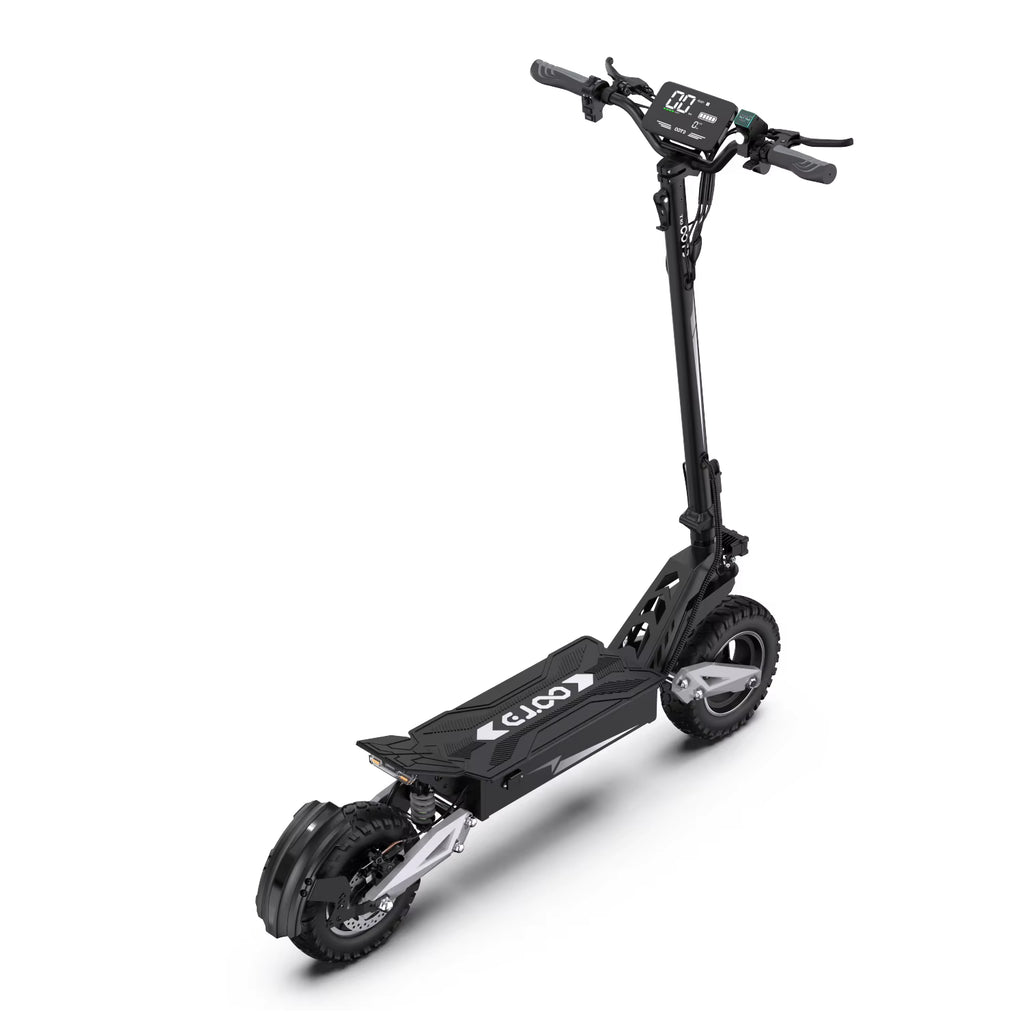 Black electric scooter on a white background