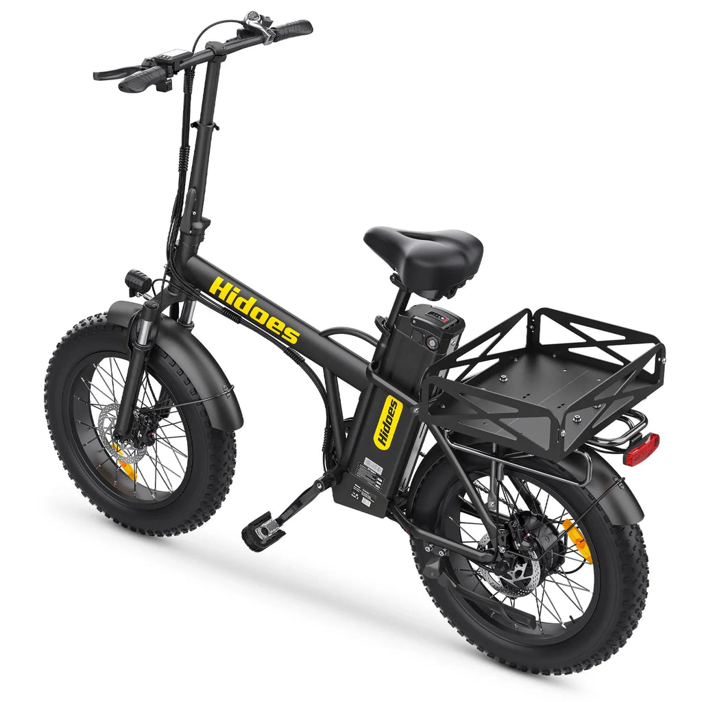 Black Hidoes HD-F3PRO electric bike with yellow branding on a white background