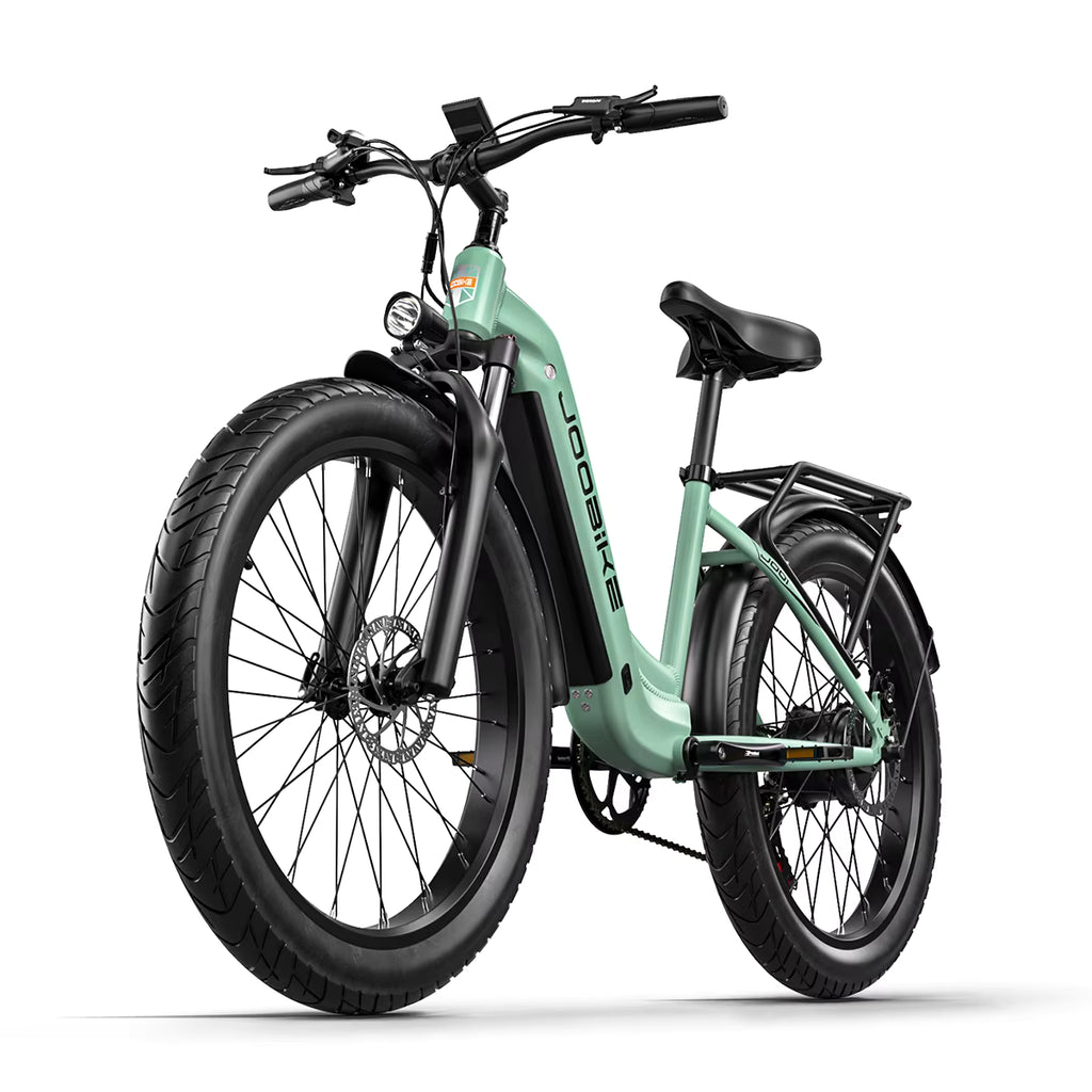 Mint green JOOBIKE JOO1 electric bike on a white background
