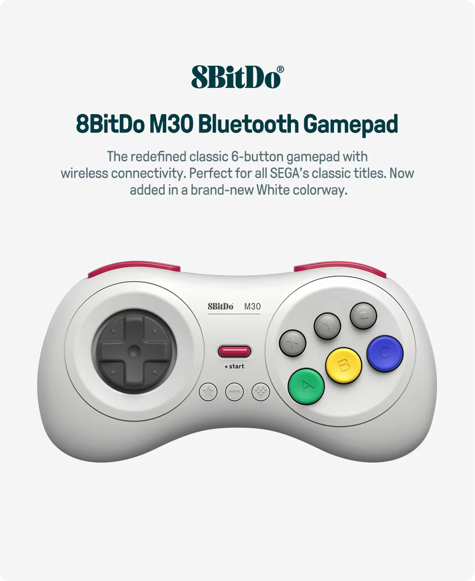8BitDo M30 Bluetooth Controller Front View Promotional Banner   
