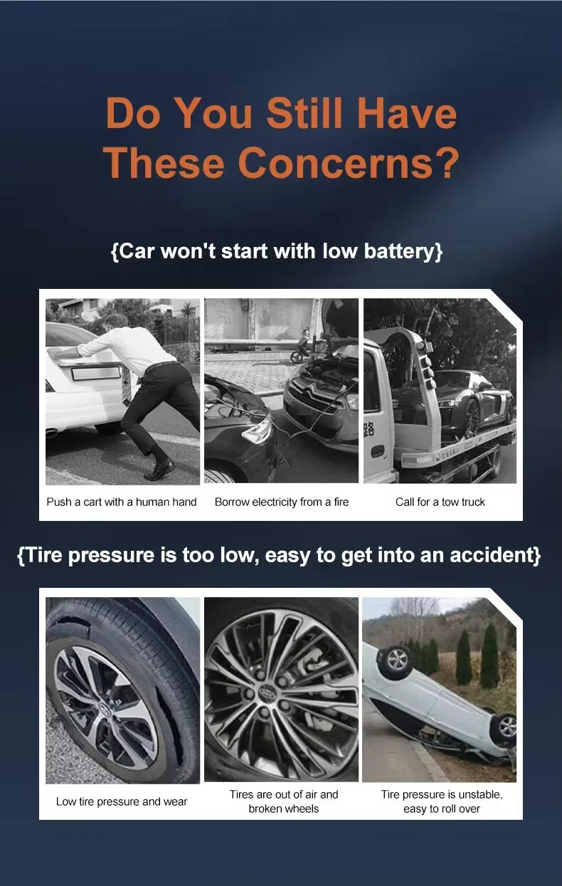 Infographic addressing roadside emergency dead battery and flat tyre pain points