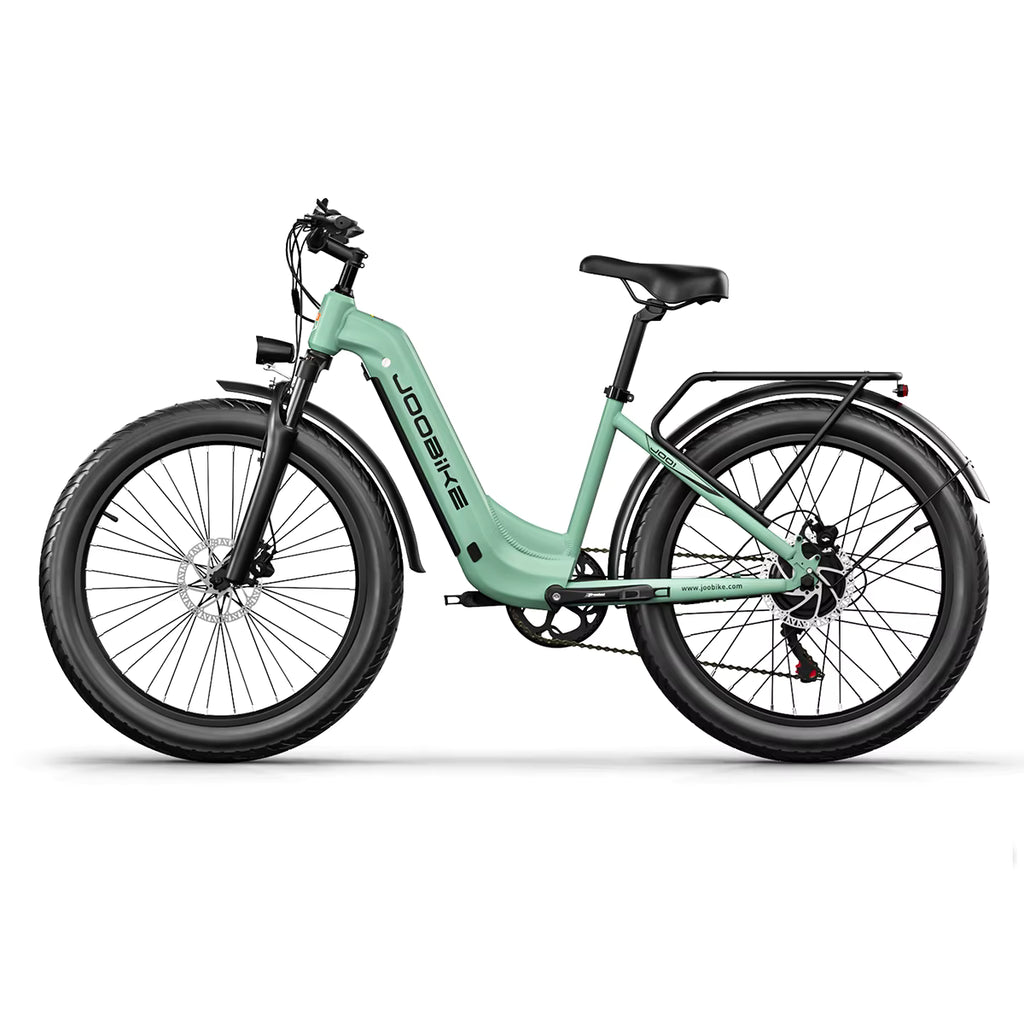 Mint green JOOBIKE JOO1 electric bicycle on a white background