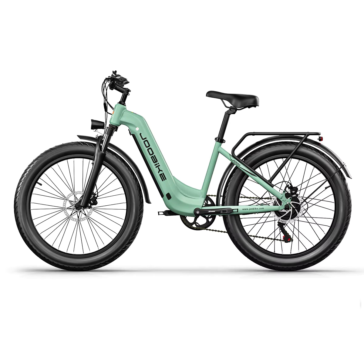 Mint green JOOBIKE JOO1 electric bicycle on a white background