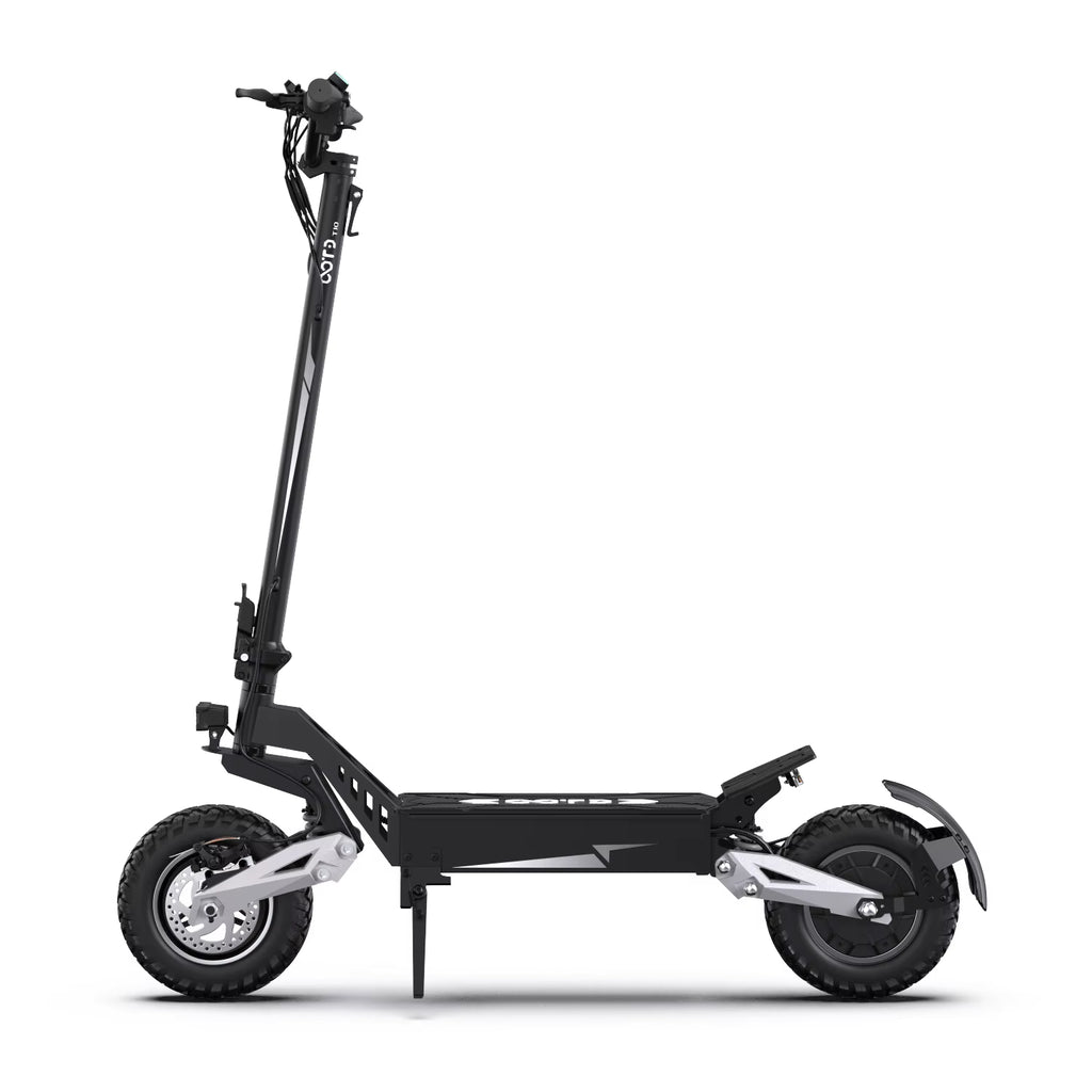 Black electric scooter on a white background