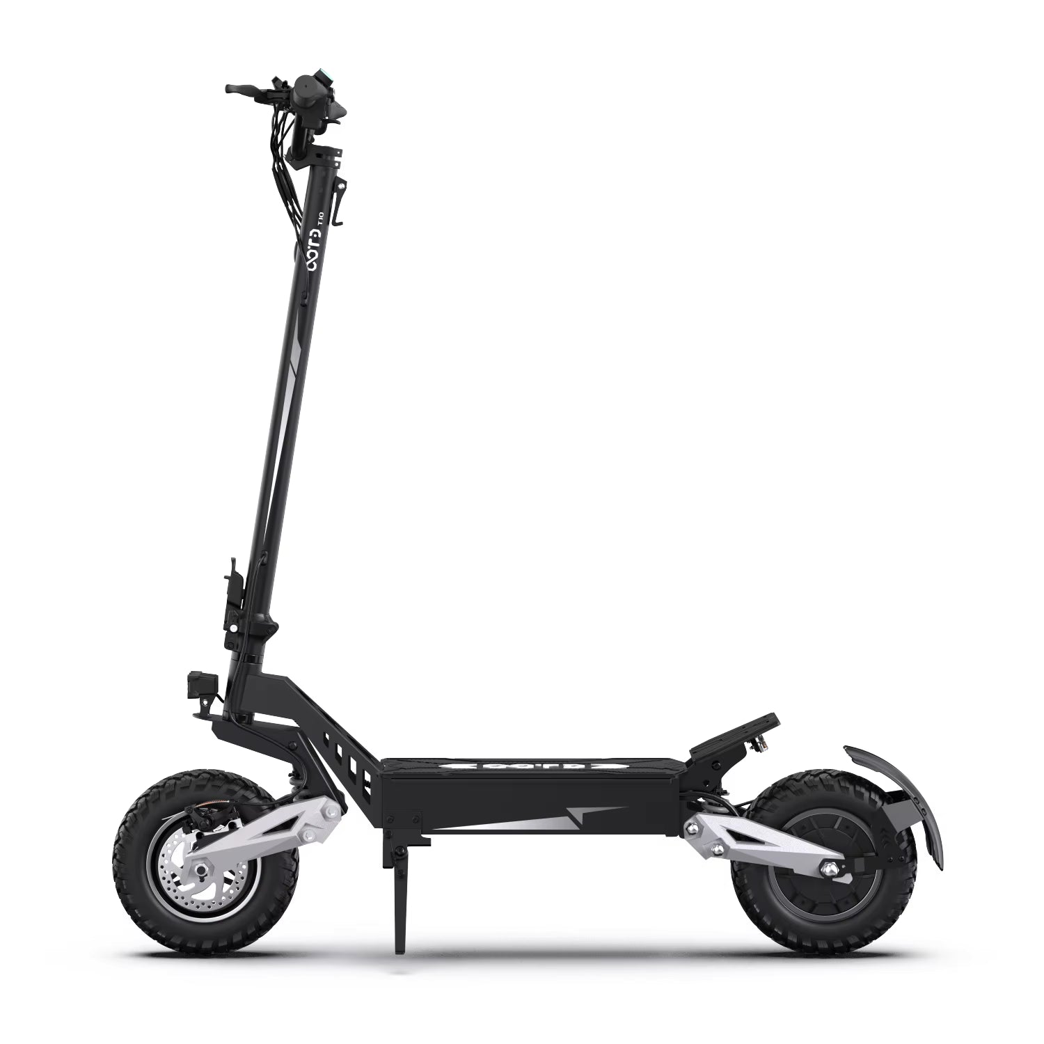 Black electric scooter on a white background