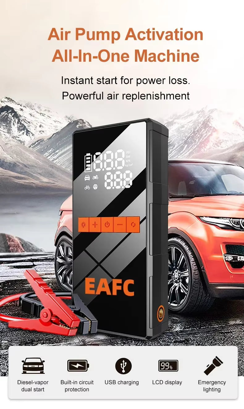 Air pump activation and multi-function capabilities built into a compact portable unit