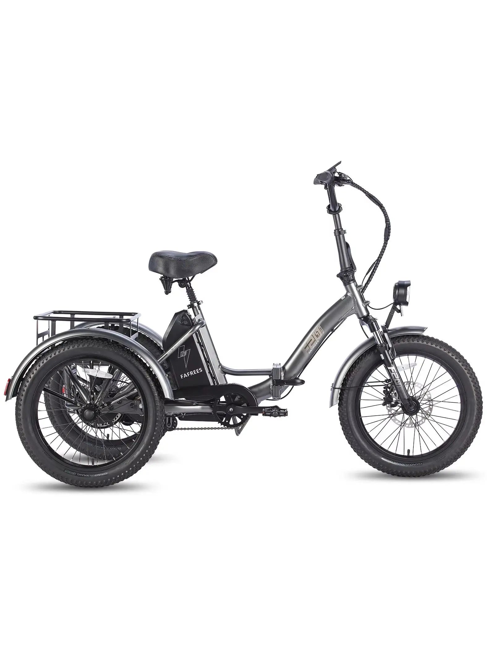 Black electric tricycle on a white background