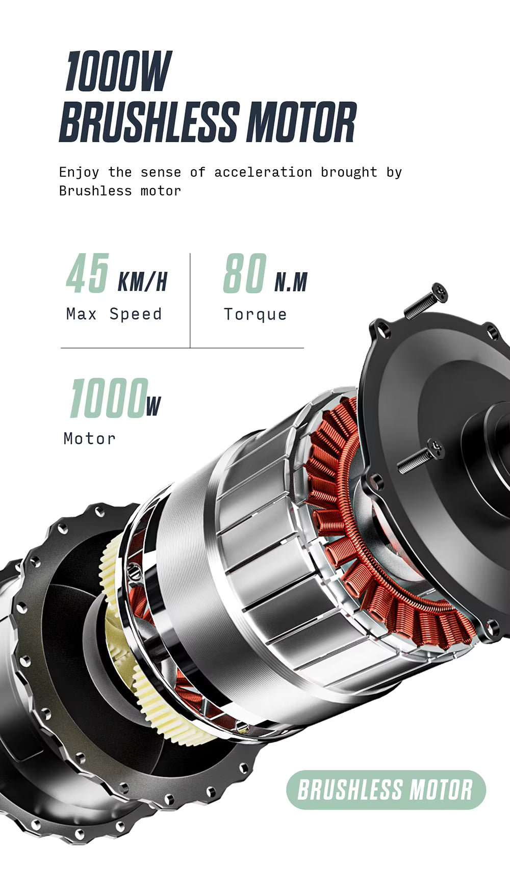 JOOBIKE JOO1 E-bike Brushless motor with specifications on a white background