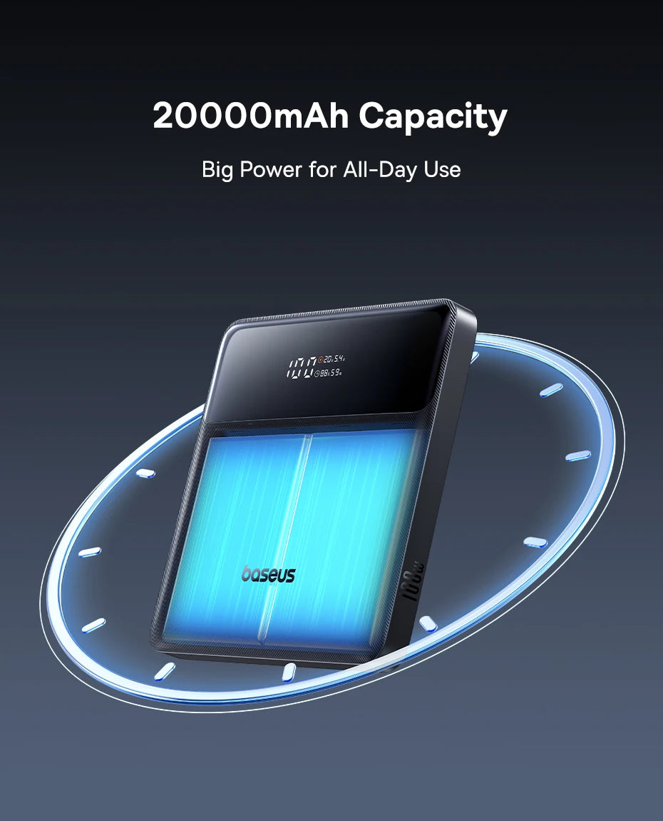 Vape device with 20000mAh capacity on a dark background