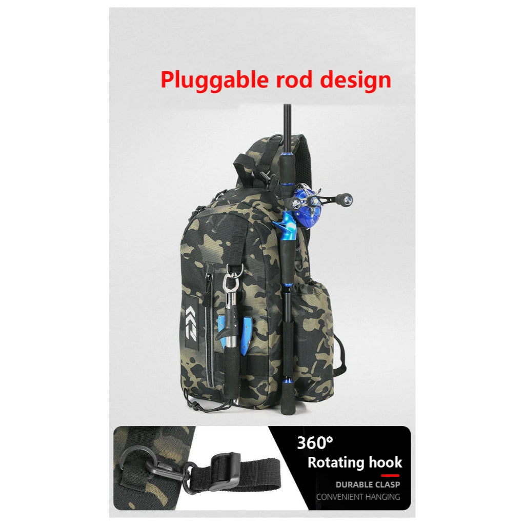 Fishing Tackle Storage Bag – Multifunctional Outdoor Crossbody Gear Bag with Rod Storage