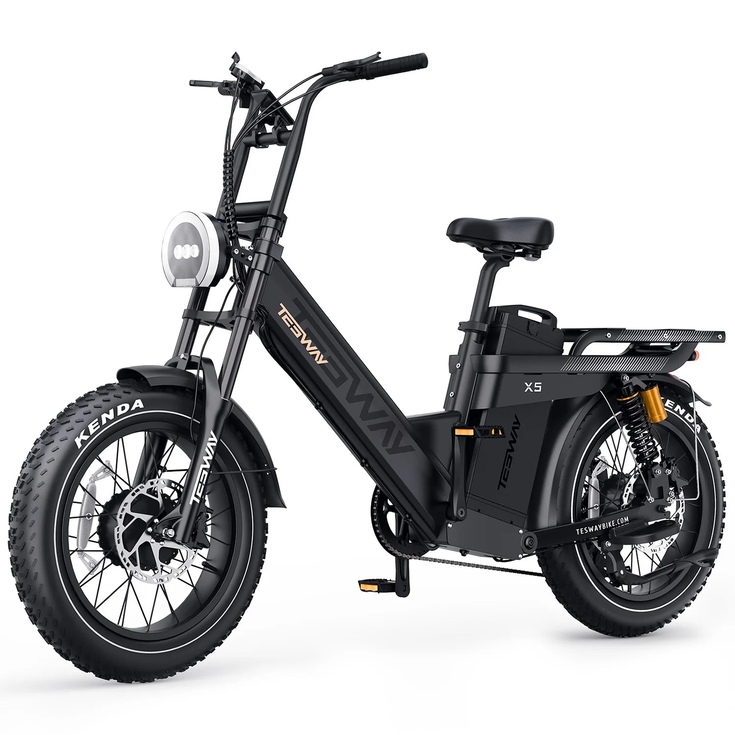 TESWAY X5 AWD Black electric bike with visible branding on a white background