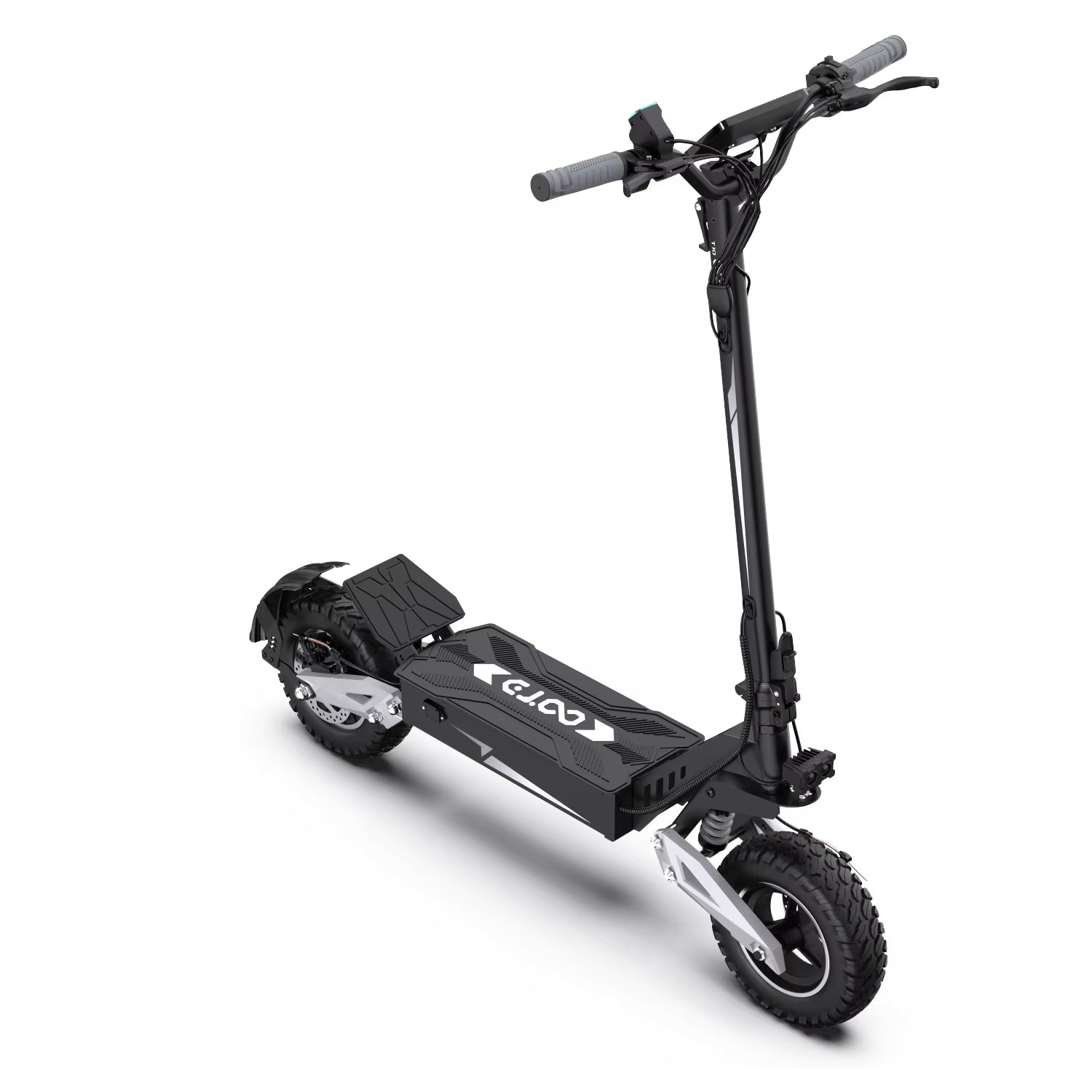 Black electric T10 scooter on a white background