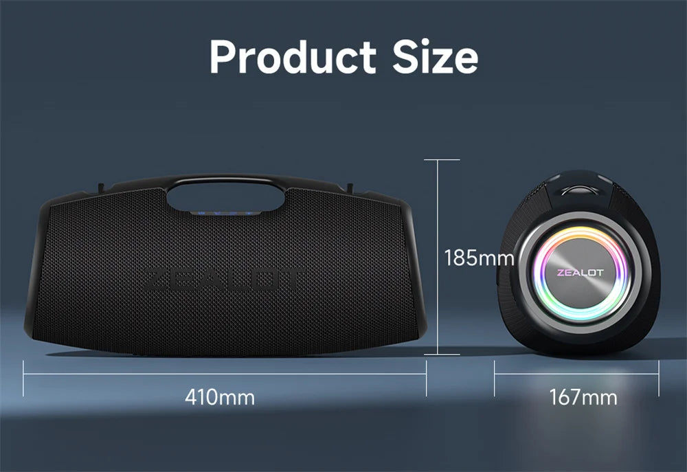 Two products with dimensions labeled on a dark background