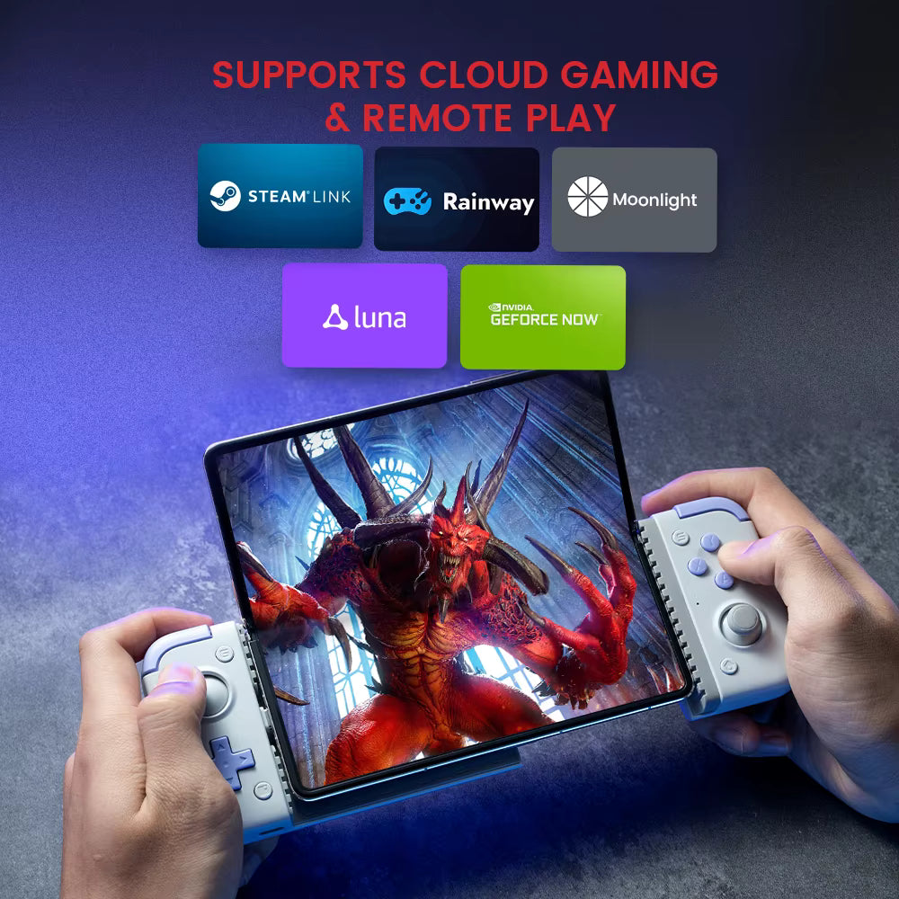 GameSir X2s cloud gaming and remote play support icons for Xbox Game Pass and Steam Link