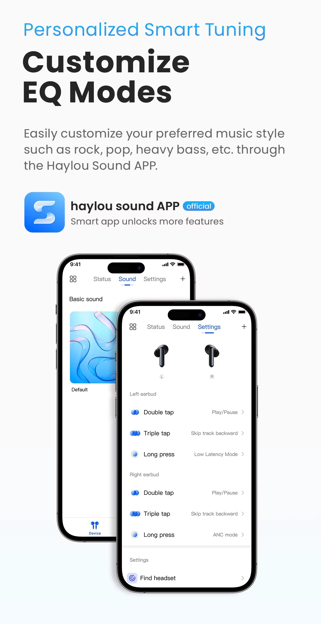 HAYLOU Mori Pro companion app custom EQ modes and settings