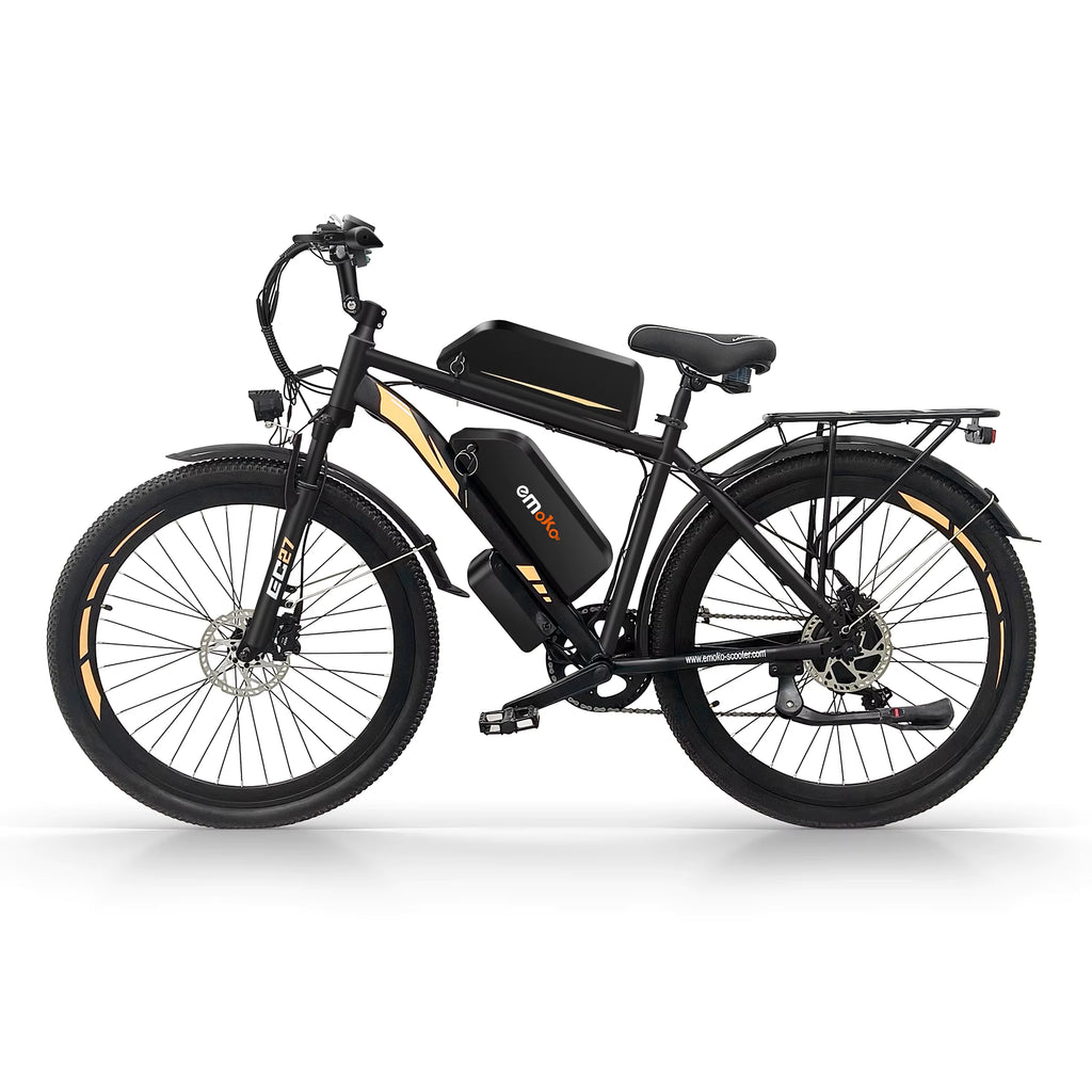 Black EMOKO EC27 electric bike with visible branding on a white background