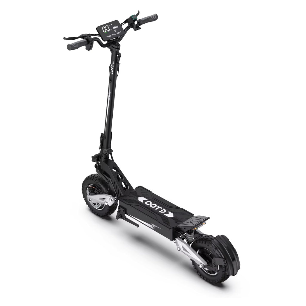 Black electric scooter on a white background