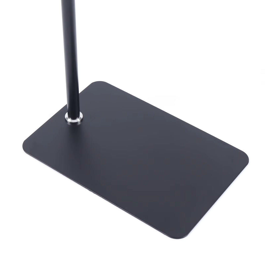 Universal Adjustable Floor Tablet Bracket unboxed components including pole, base, and mount   