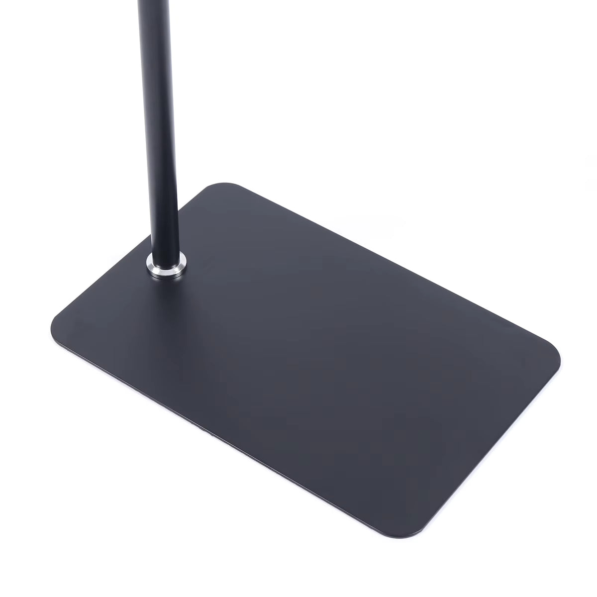 Universal Adjustable Floor Tablet Bracket unboxed components including pole, base, and mount   