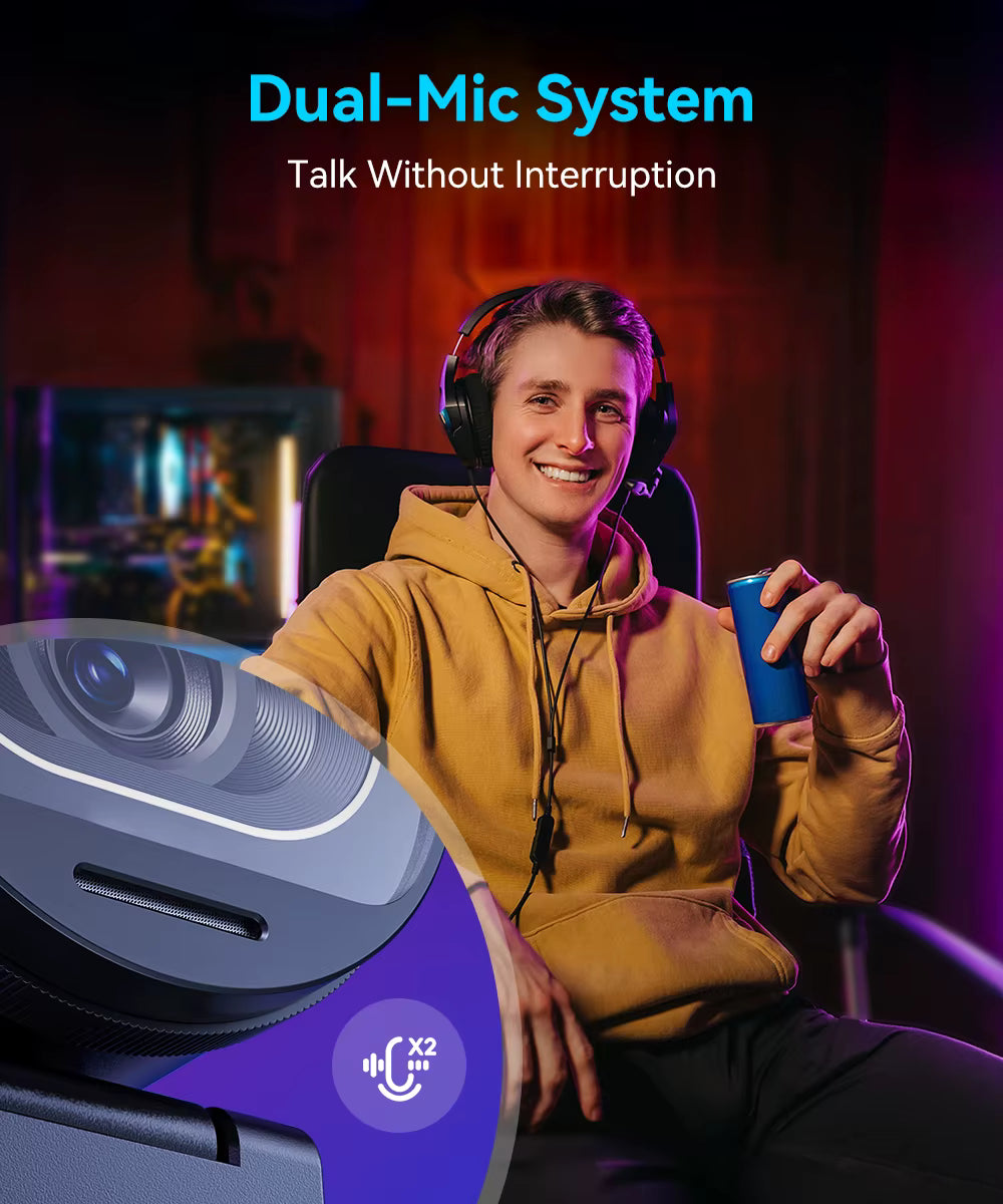 EMEET S600 4K web camera featuring integrated dual-mic noise-cancelling system for clear streaming audio | VARELO