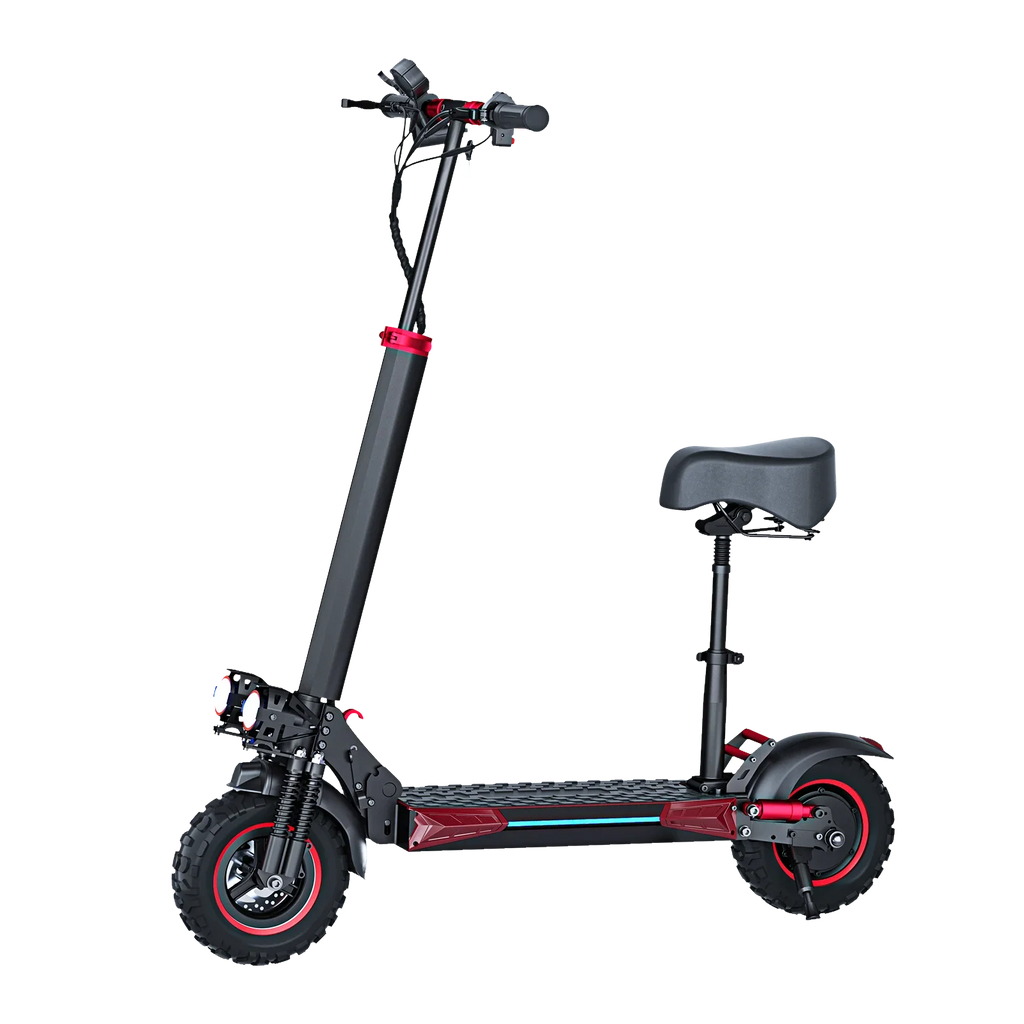 Black electric FREEBOY J11MAX  scooter with red accents on a transparent background