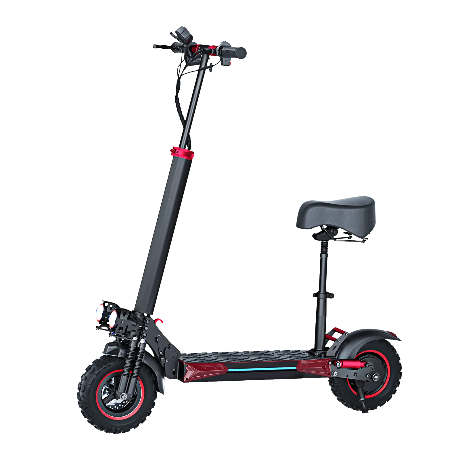 Black electric FREEBOY J11MAX  scooter with red accents on a transparent background